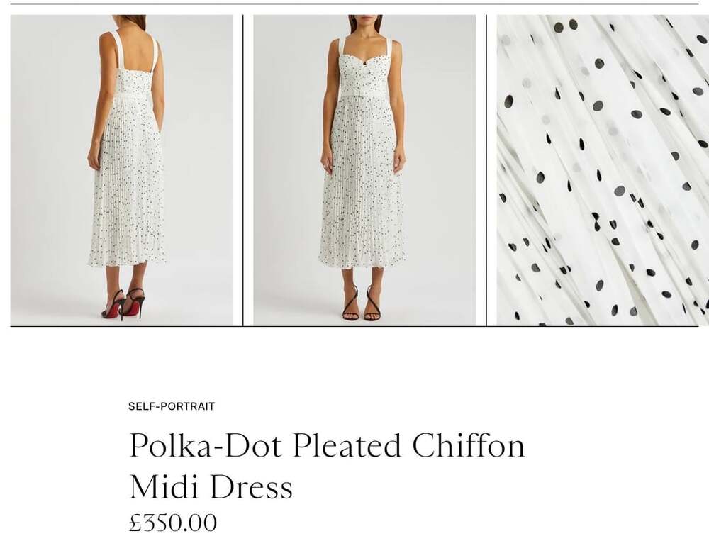 Self-Portrait Polka-Dot Pleated Chiffon Midi Dress - Picture 6 of 11